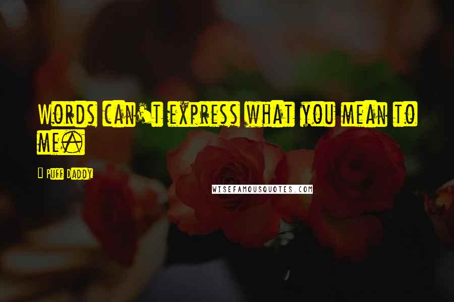 Puff Daddy Quotes: Words can't express what you mean to me.