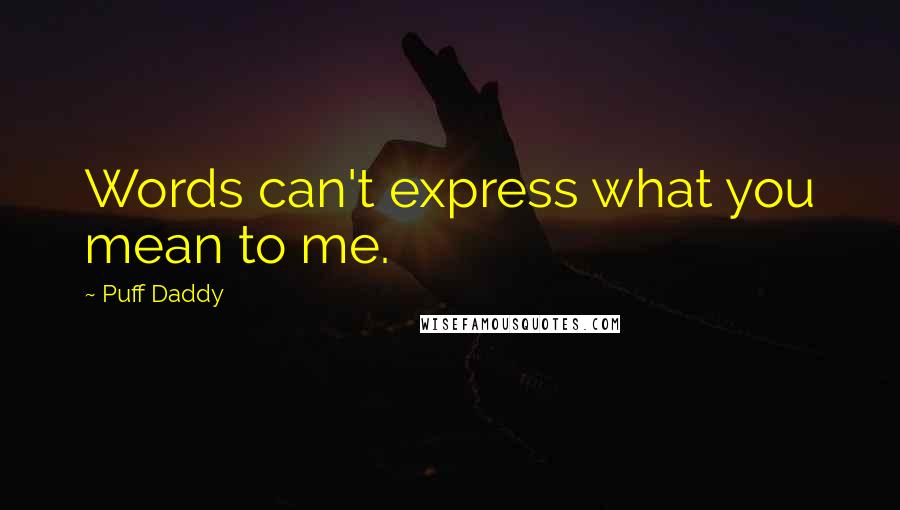 Puff Daddy Quotes: Words can't express what you mean to me.