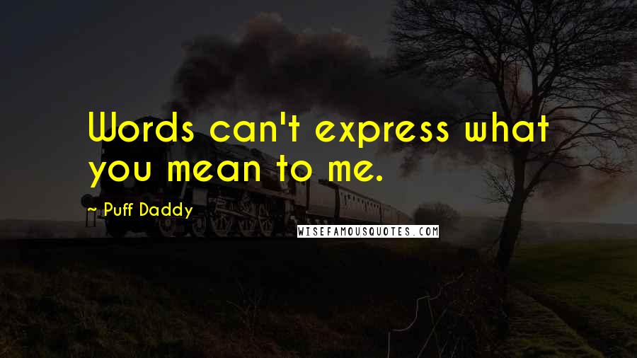 Puff Daddy Quotes: Words can't express what you mean to me.