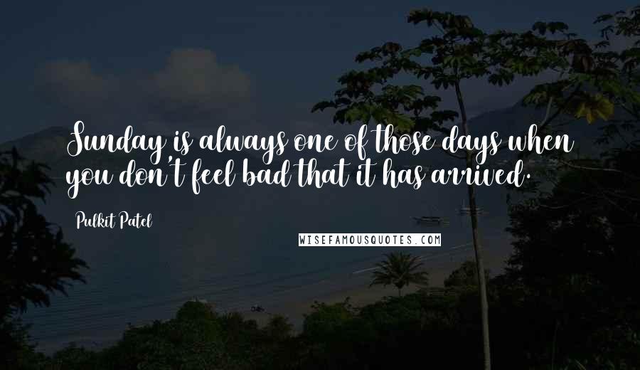 Pulkit Patel Quotes: Sunday is always one of those days when you don't feel bad that it has arrived.