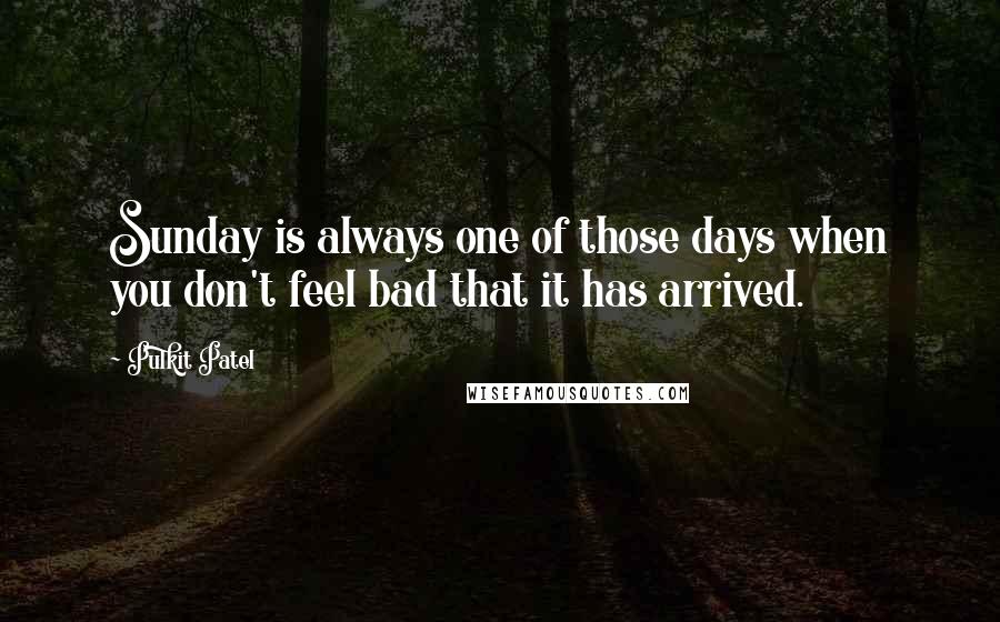 Pulkit Patel Quotes: Sunday is always one of those days when you don't feel bad that it has arrived.