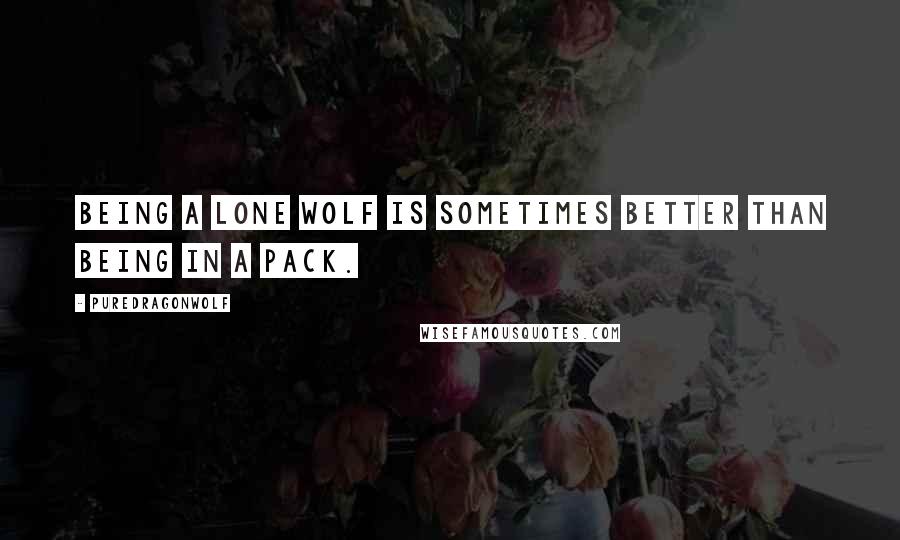 PureDragonWolf Quotes: Being a lone wolf is sometimes better than being in a pack.