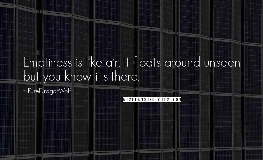 PureDragonWolf Quotes: Emptiness is like air. It floats around unseen but you know it's there.