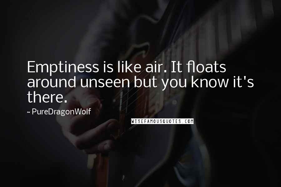 PureDragonWolf Quotes: Emptiness is like air. It floats around unseen but you know it's there.