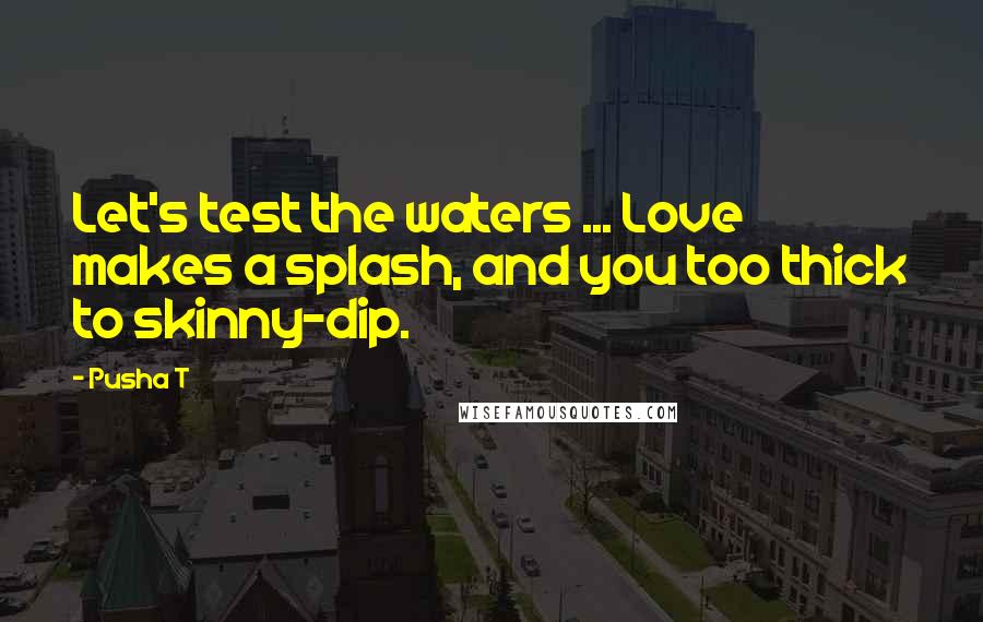 Pusha T Quotes: Let's test the waters ... Love makes a splash, and you too thick to skinny-dip.