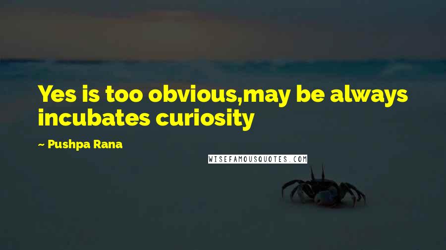 Pushpa Rana Quotes: Yes is too obvious,may be always incubates curiosity