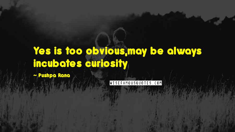 Pushpa Rana Quotes: Yes is too obvious,may be always incubates curiosity