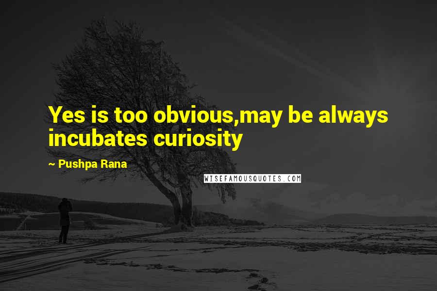 Pushpa Rana Quotes: Yes is too obvious,may be always incubates curiosity