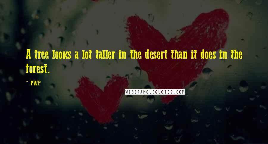 PWP Quotes: A tree looks a lot taller in the desert than it does in the forest.