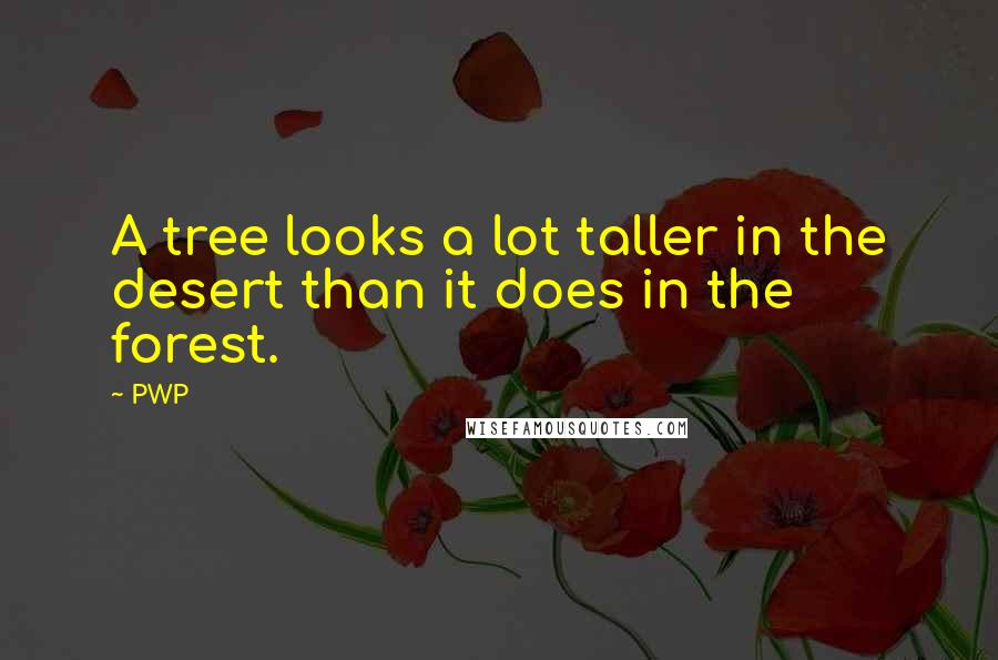 PWP Quotes: A tree looks a lot taller in the desert than it does in the forest.