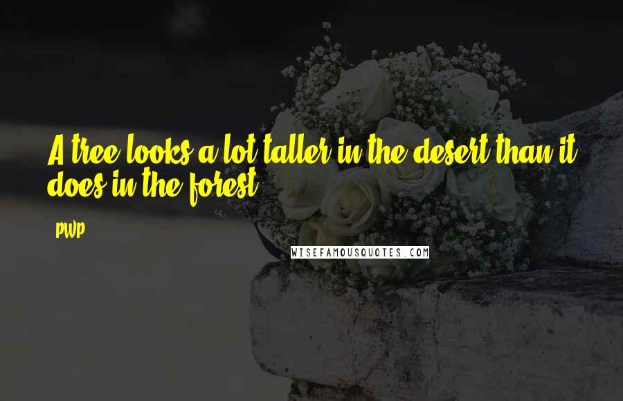 PWP Quotes: A tree looks a lot taller in the desert than it does in the forest.