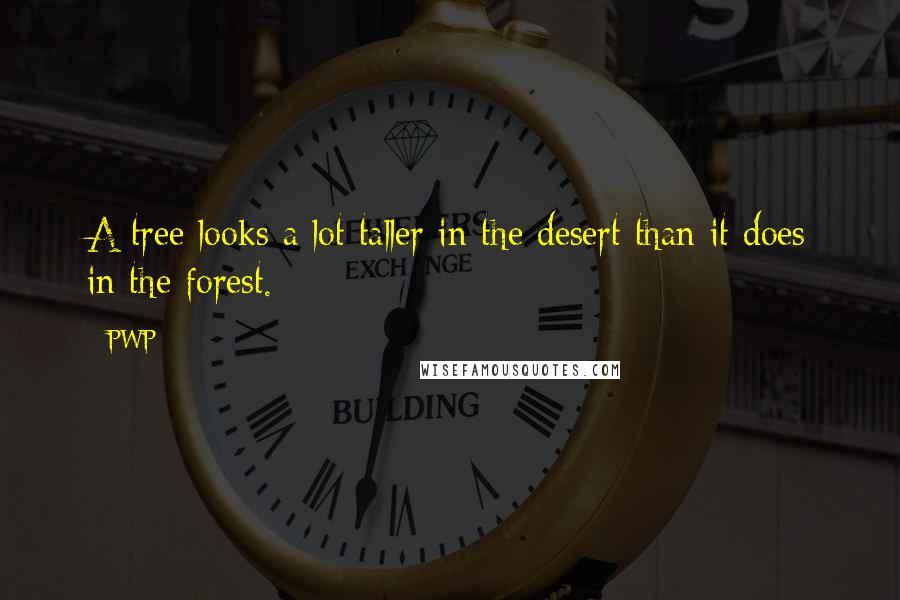 PWP Quotes: A tree looks a lot taller in the desert than it does in the forest.
