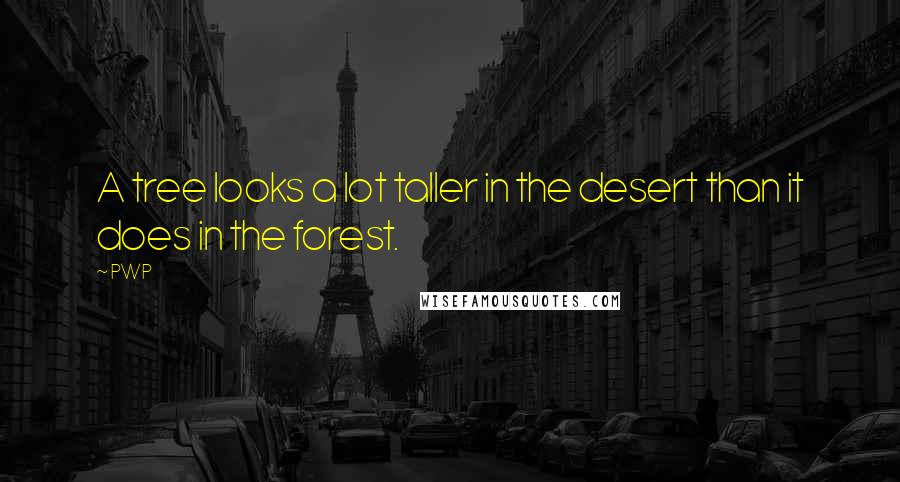 PWP Quotes: A tree looks a lot taller in the desert than it does in the forest.