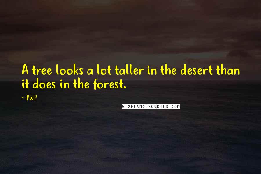 PWP Quotes: A tree looks a lot taller in the desert than it does in the forest.
