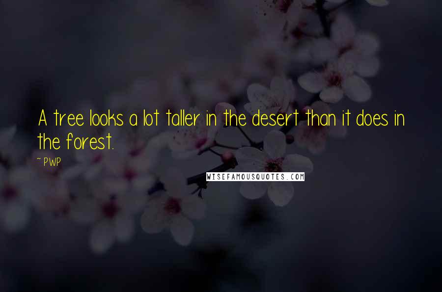 PWP Quotes: A tree looks a lot taller in the desert than it does in the forest.