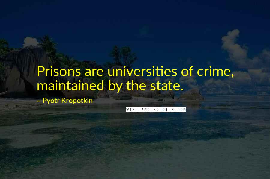 Pyotr Kropotkin Quotes: Prisons are universities of crime, maintained by the state.