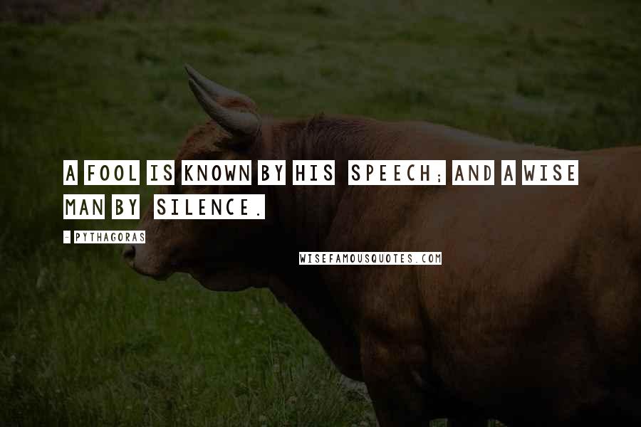 Pythagoras Quotes: A fool is known by his speech; and a wise man by silence.