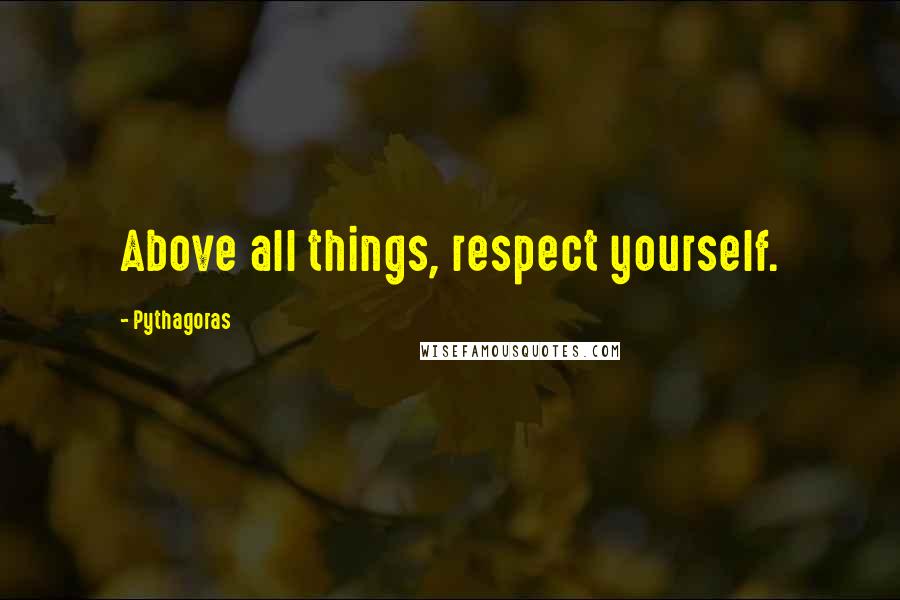 Pythagoras Quotes: Above all things, respect yourself.