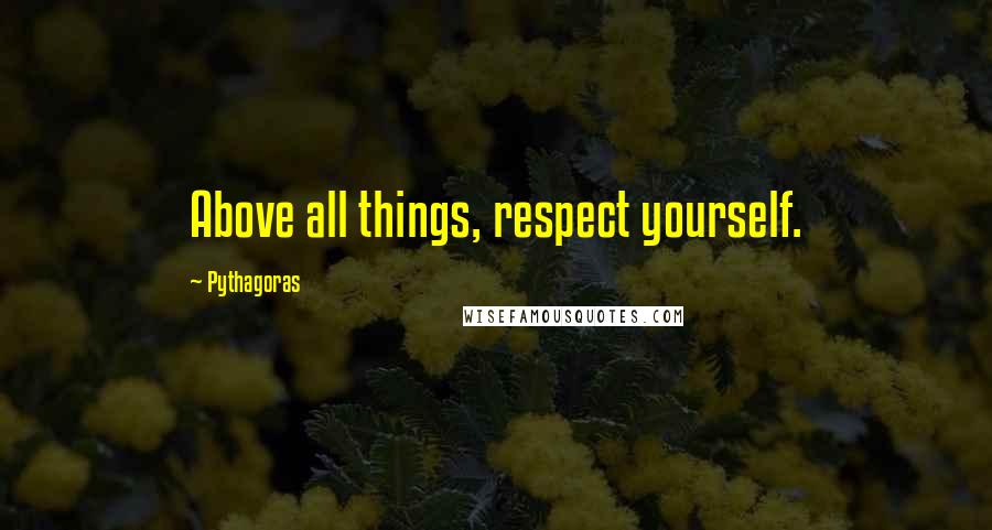 Pythagoras Quotes: Above all things, respect yourself.