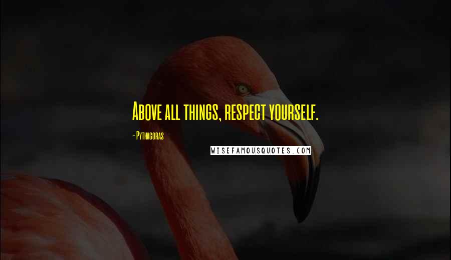 Pythagoras Quotes: Above all things, respect yourself.