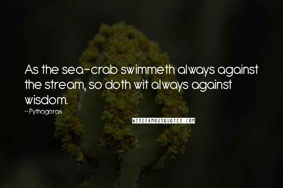 Pythagoras Quotes: As the sea-crab swimmeth always against the stream, so doth wit always against wisdom.