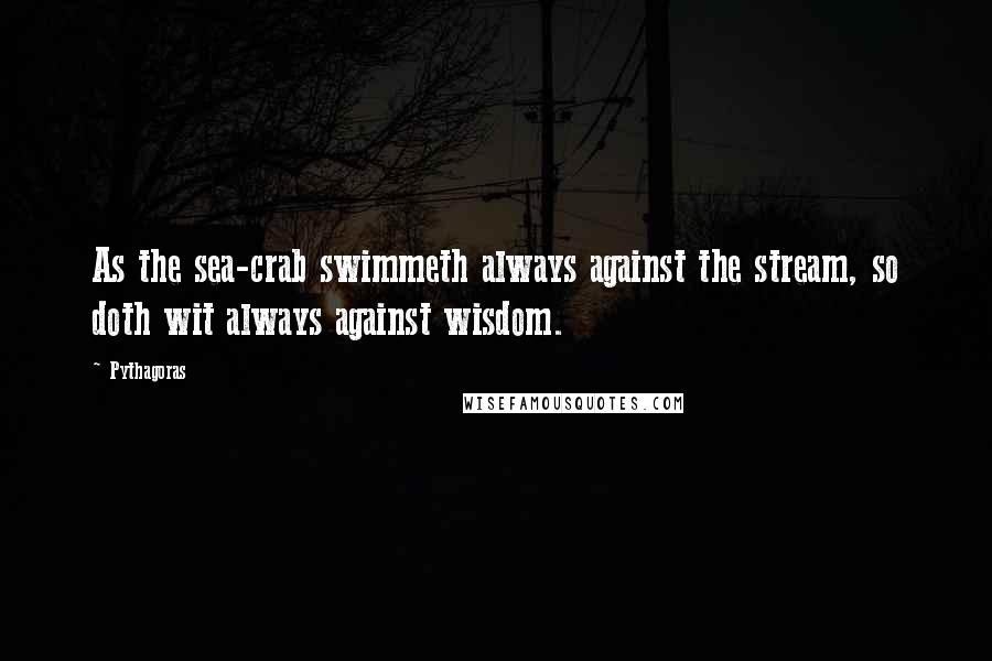 Pythagoras Quotes: As the sea-crab swimmeth always against the stream, so doth wit always against wisdom.