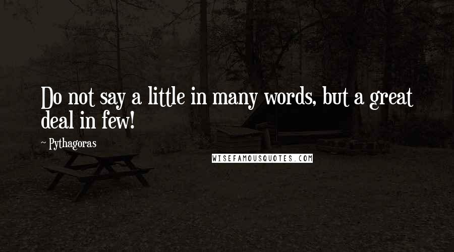 Pythagoras Quotes: Do not say a little in many words, but a great deal in few!