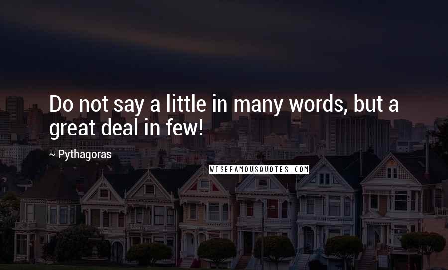 Pythagoras Quotes: Do not say a little in many words, but a great deal in few!