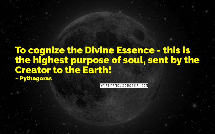 Pythagoras Quotes: To cognize the Divine Essence - this is the highest purpose of soul, sent by the Creator to the Earth!