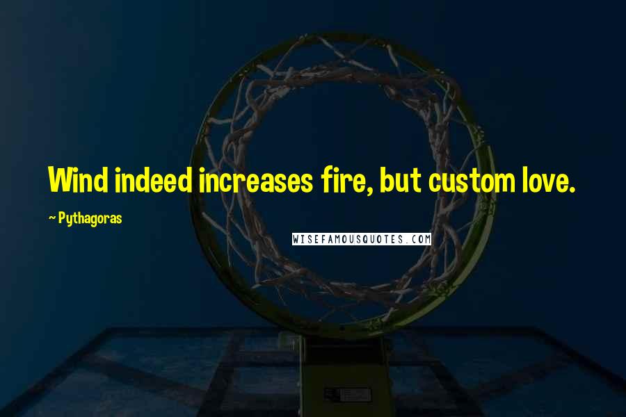 Pythagoras Quotes: Wind indeed increases fire, but custom love.