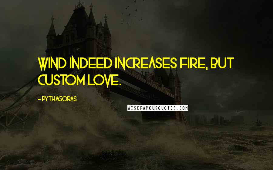 Pythagoras Quotes: Wind indeed increases fire, but custom love.