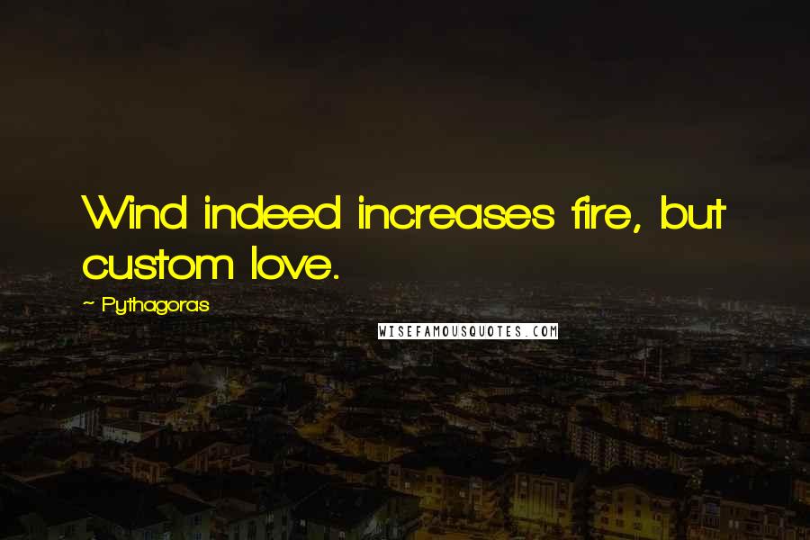 Pythagoras Quotes: Wind indeed increases fire, but custom love.