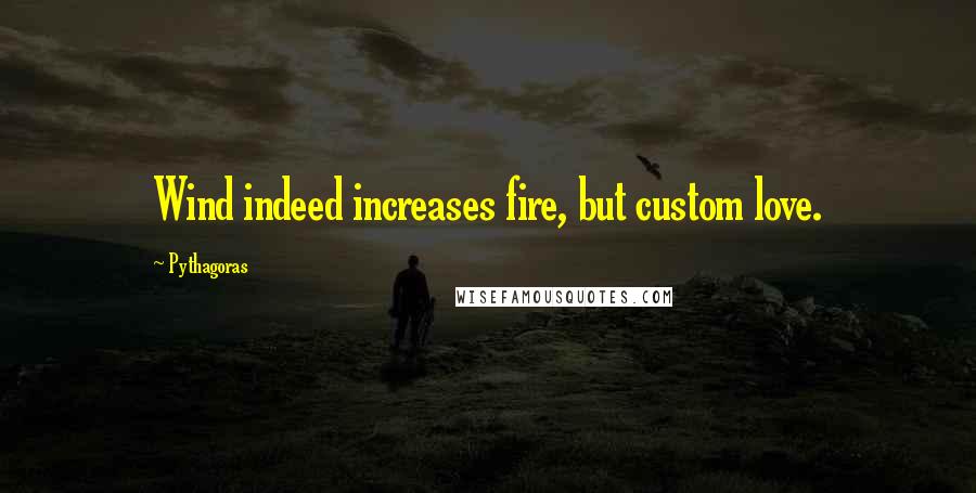 Pythagoras Quotes: Wind indeed increases fire, but custom love.