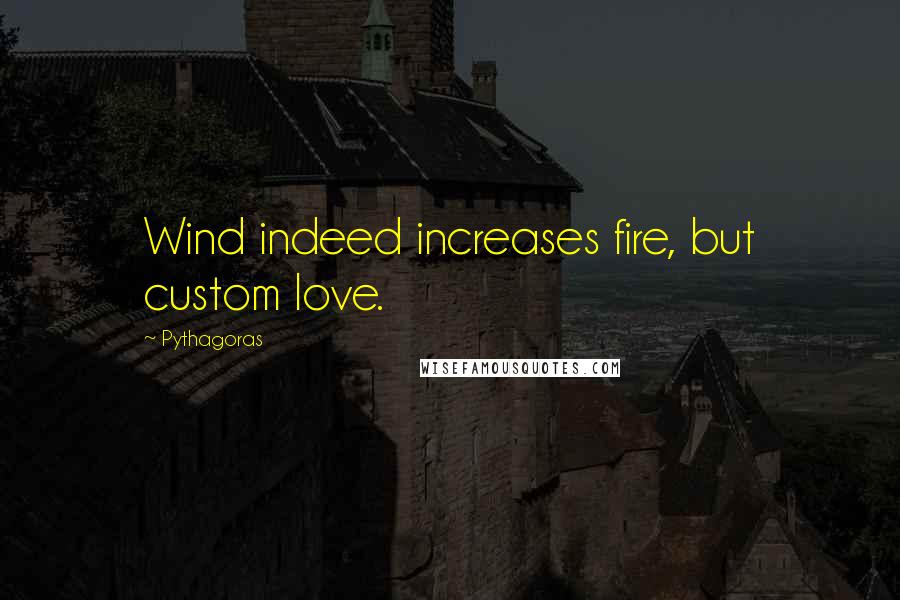 Pythagoras Quotes: Wind indeed increases fire, but custom love.