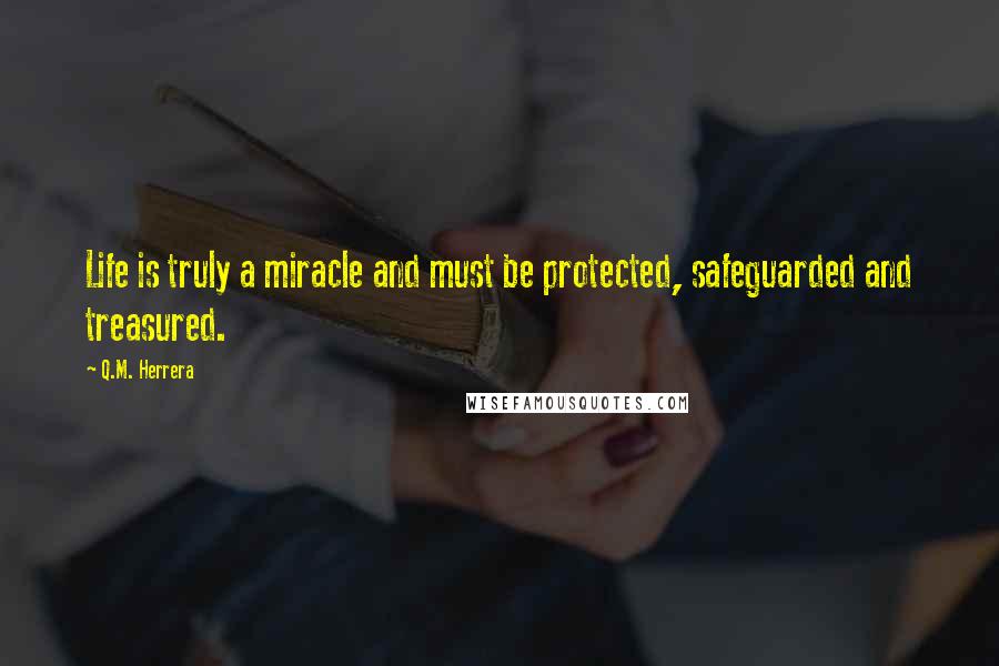 Q.M. Herrera Quotes: Life is truly a miracle and must be protected, safeguarded and treasured.