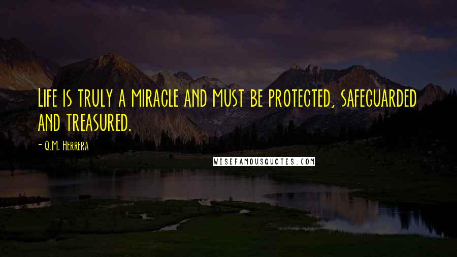 Q.M. Herrera Quotes: Life is truly a miracle and must be protected, safeguarded and treasured.