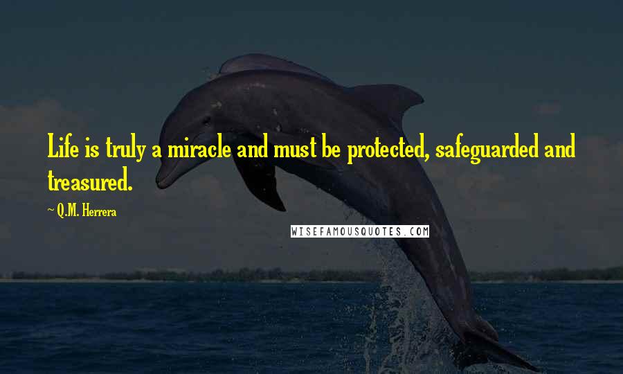 Q.M. Herrera Quotes: Life is truly a miracle and must be protected, safeguarded and treasured.