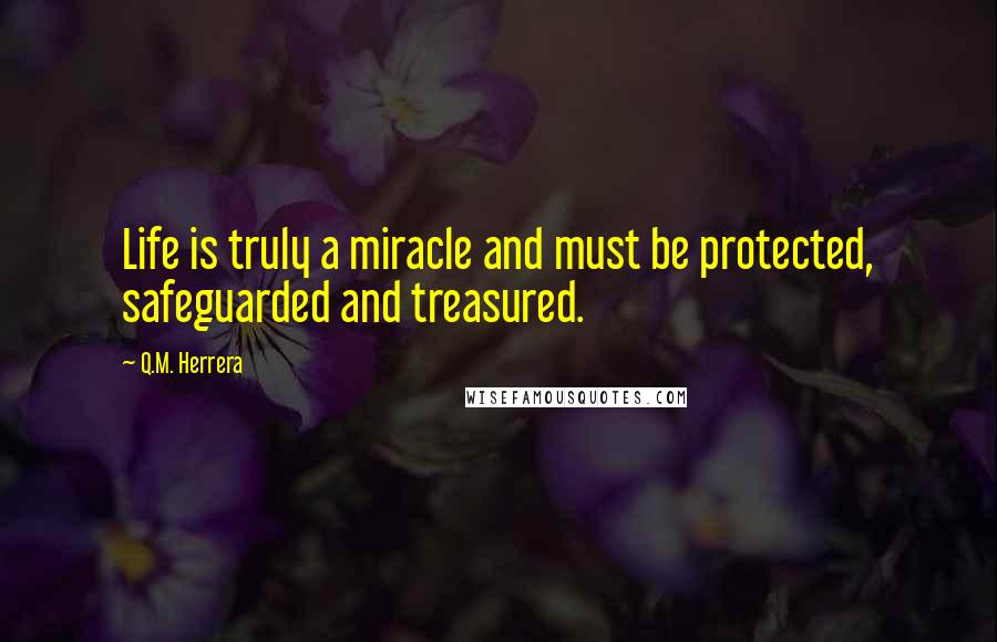 Q.M. Herrera Quotes: Life is truly a miracle and must be protected, safeguarded and treasured.