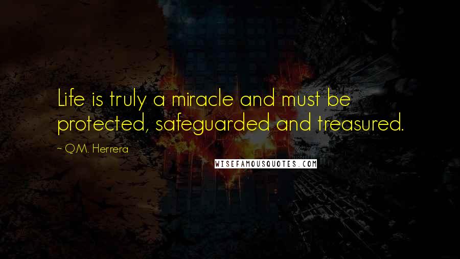 Q.M. Herrera Quotes: Life is truly a miracle and must be protected, safeguarded and treasured.