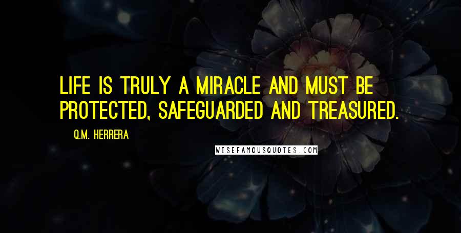 Q.M. Herrera Quotes: Life is truly a miracle and must be protected, safeguarded and treasured.