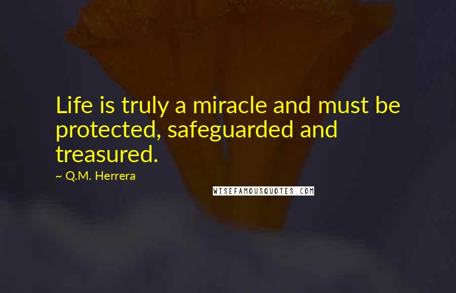 Q.M. Herrera Quotes: Life is truly a miracle and must be protected, safeguarded and treasured.