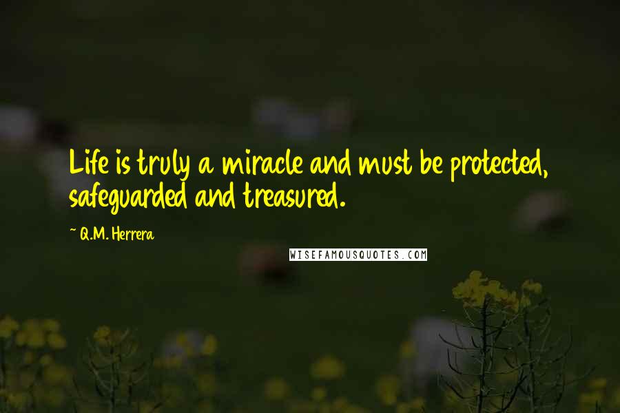 Q.M. Herrera Quotes: Life is truly a miracle and must be protected, safeguarded and treasured.