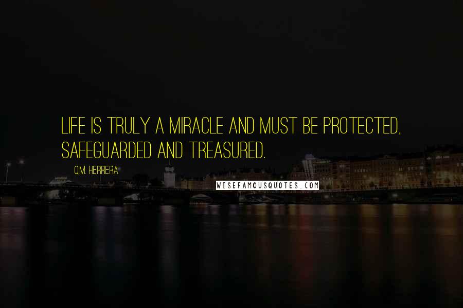 Q.M. Herrera Quotes: Life is truly a miracle and must be protected, safeguarded and treasured.