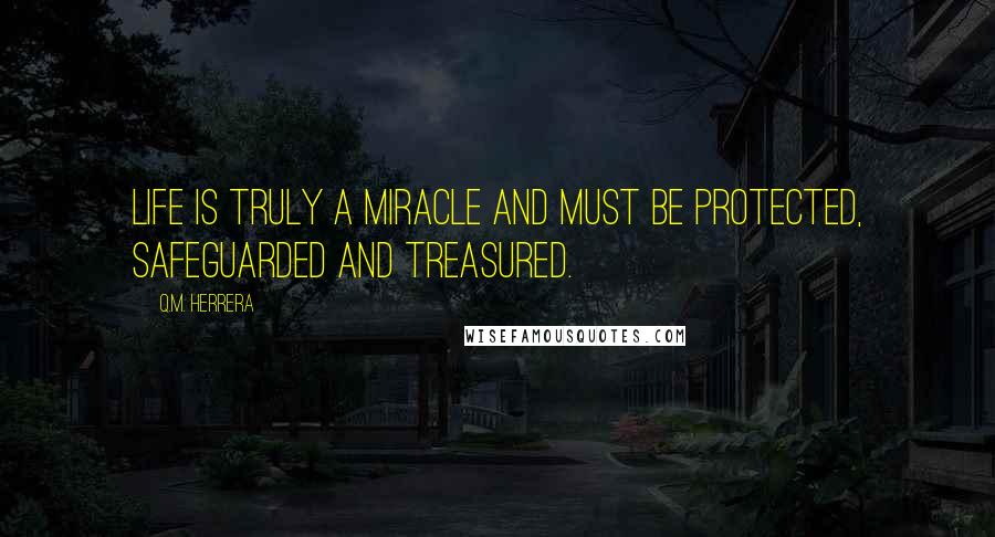 Q.M. Herrera Quotes: Life is truly a miracle and must be protected, safeguarded and treasured.