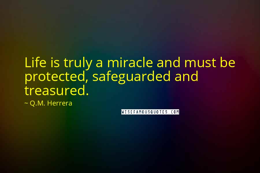 Q.M. Herrera Quotes: Life is truly a miracle and must be protected, safeguarded and treasured.