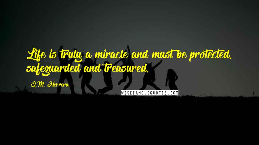 Q.M. Herrera Quotes: Life is truly a miracle and must be protected, safeguarded and treasured.