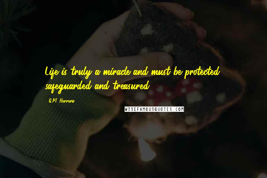 Q.M. Herrera Quotes: Life is truly a miracle and must be protected, safeguarded and treasured.