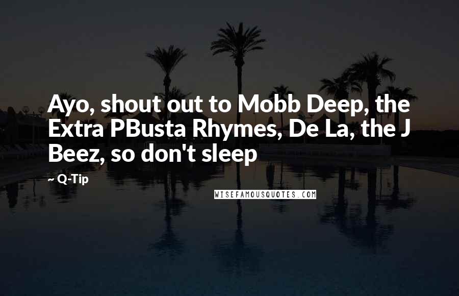 Q-Tip Quotes: Ayo, shout out to Mobb Deep, the Extra PBusta Rhymes, De La, the J Beez, so don't sleep