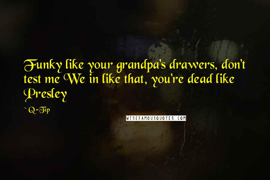 Q-Tip Quotes: Funky like your grandpa's drawers, don't test me We in like that, you're dead like Presley