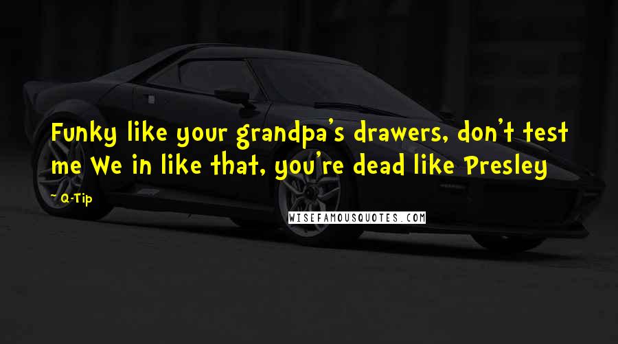 Q-Tip Quotes: Funky like your grandpa's drawers, don't test me We in like that, you're dead like Presley